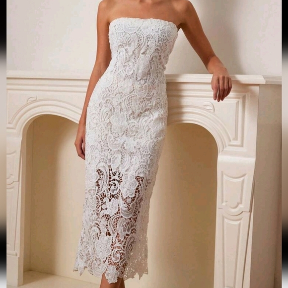 Dresses & Skirts - Women Sexy Lace Bustier Midi Dress